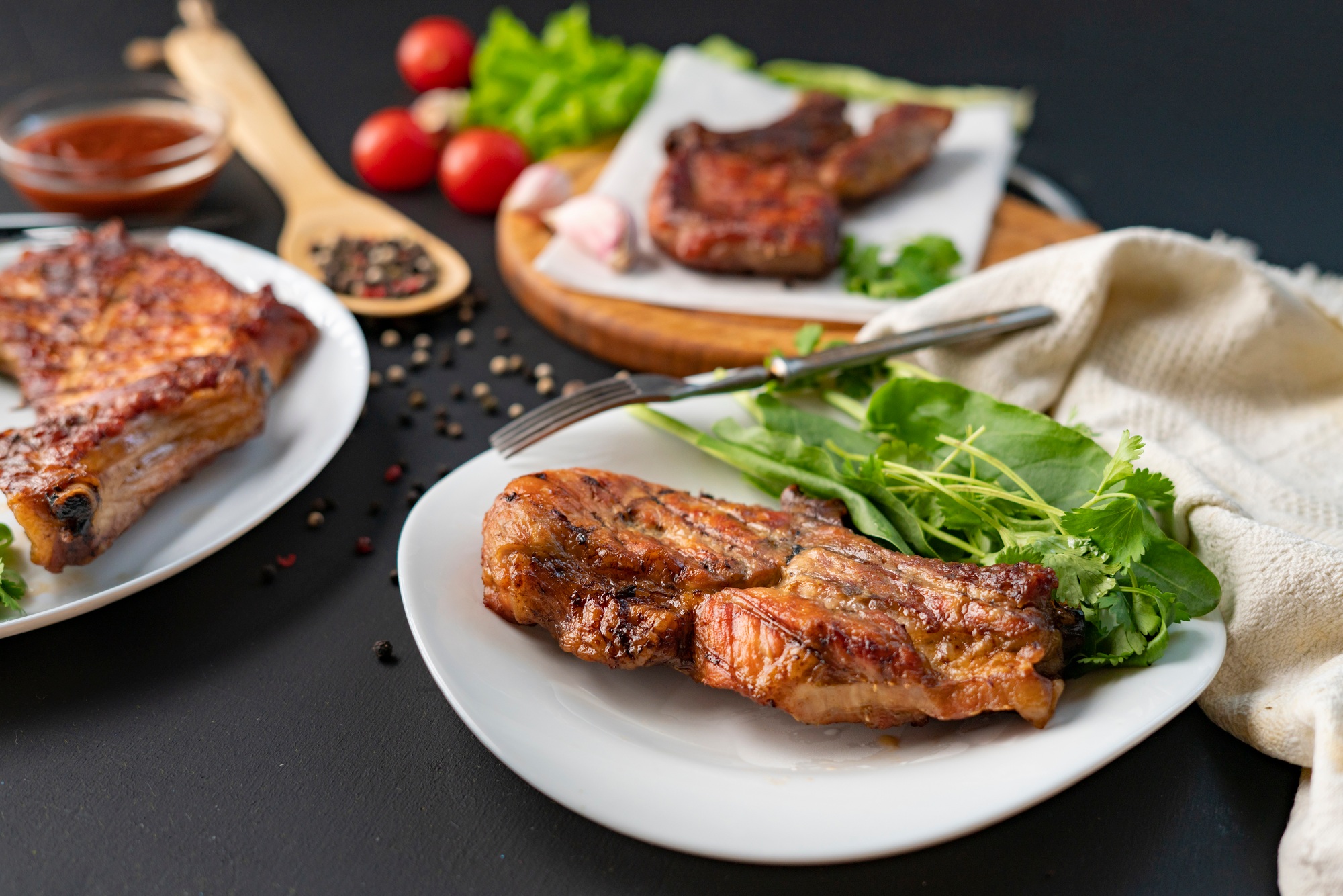 served meal in the plates, junk dinner, food in the restaurants